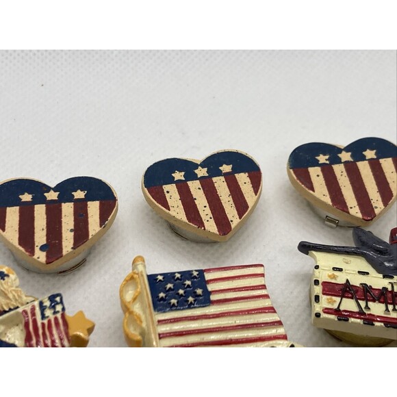 Vintage Lot of 9 American Flag Heart Patriotic Button Covers 80s 90s Style - Picture 7 of 12